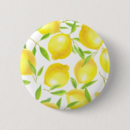 Badge Rond 5 Cm Citrons et motif feuille (Devant)