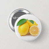 Badge Rond 5 Cm Citrons jaunes clairs et frais (Devant & derrière)
