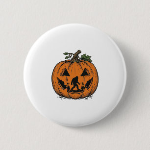 Badge Rond 5 Cm Citrouille Bigfoot Vintage Design Vectoriel Hallow