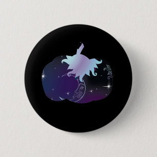 Badge Rond 5 Cm Citrouille bleu foncé