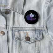 Badge Rond 5 Cm Citrouille bleu foncé (En situation)
