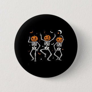 Badge Rond 5 Cm Citrouille Dansante Effrayante de Squelettes Danse
