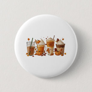 Badge Rond 5 Cm Citrouille de café d'automne