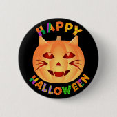 Badge Rond 5 Cm Citrouille de chats d'Halloween (Devant)