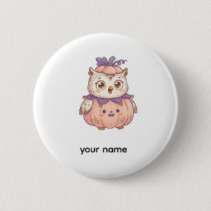 Badge Rond 5 Cm Citrouille de Halloween mignonne Chouette Personna