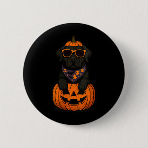 Badge Rond 5 Cm Citrouille de Labrador Retriever noir effrayant po