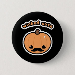 Badge Rond 5 Cm Citrouille de moustache de Kawaii