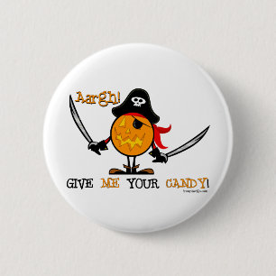 Badge Rond 5 Cm Citrouille de pirate de Halloween