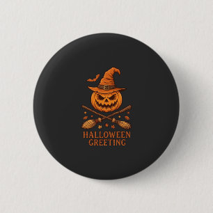 Badge Rond 5 Cm Citrouille de salutation d'Halloween Chapeau de so