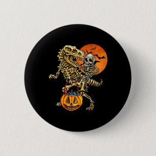 Badge Rond 5 Cm Citrouille d'Halloween de dinosaure squelette pour