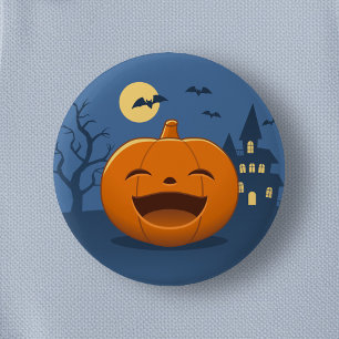 Badge Rond 5 Cm Citrouille d'Halloween riante