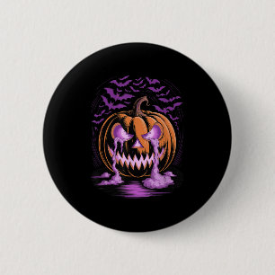 Badge Rond 5 Cm Citrouille d'Halloween Soky Saison Chauves-souris