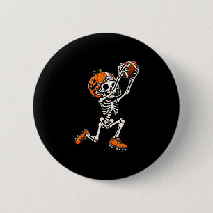 Badge Rond 5 Cm Citrouille d'Halloween squelette de football améri