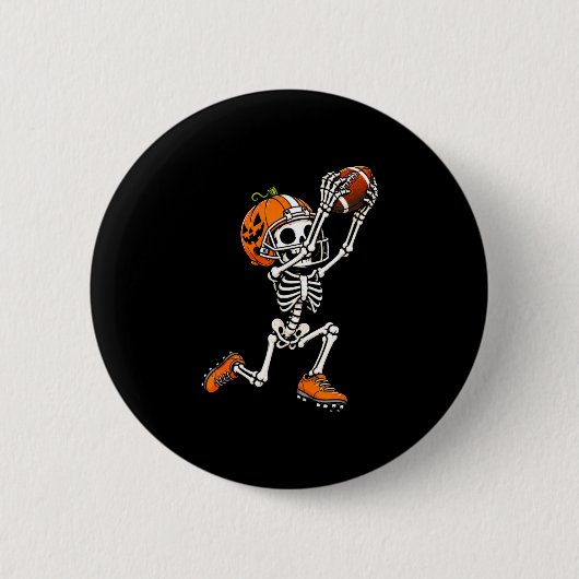 Badge Rond 5 Cm Citrouille d'Halloween squelette de football améri (Devant)