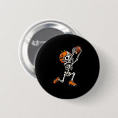 Badge Rond 5 Cm Citrouille d'Halloween squelette de football améri (Devant & derrière)