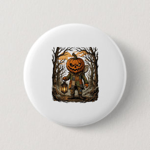 Badge Rond 5 Cm Citrouille effrayante Lanterne de corbeau Chauve-s