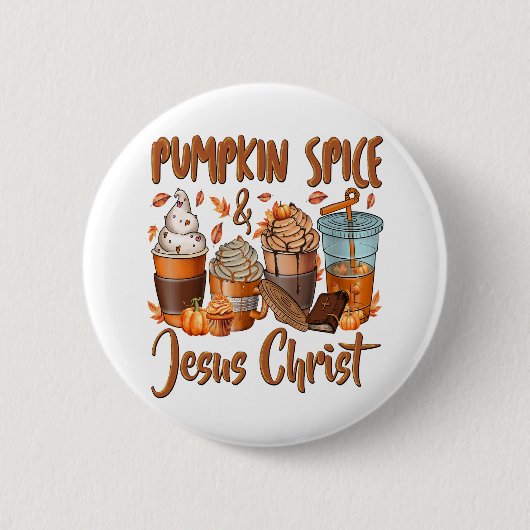 Badge Rond 5 Cm Citrouille épice Jésus Christ (Devant)
