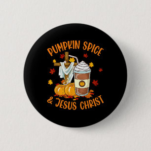 Badge Rond 5 Cm Citrouille Épicée Et Jésus-Christ Amusant Pour Les