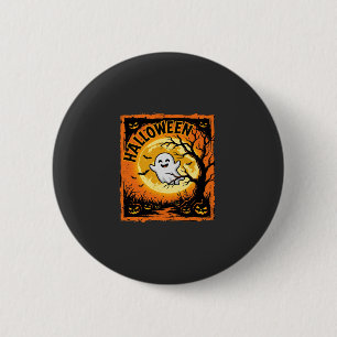 Badge Rond 5 Cm Citrouille Fantôme Halloween Arbre Ensorcelé