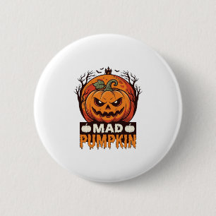 Badge Rond 5 Cm Citrouille Folle Halloween Dessin de Gravure Vinta