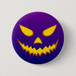 Badge Rond 5 Cm Citrouille Jack o Lantern visage grimaçant Hallowe
