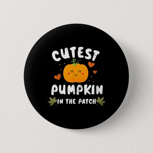 Badge Rond 5 Cm Citrouille Le Plus Cutest Dans Le Patch Costume D' (Devant)