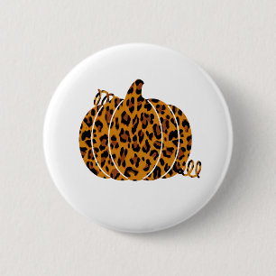 Badge Rond 5 Cm Citrouille léopard / saison automnale