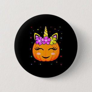 Badge Rond 5 Cm Citrouille Licorne Mignonne Filles Enfants Drôle H