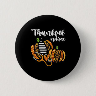 Badge Rond 5 Cm Citrouille Merci Infirmière Thanksgiving Scrub Top