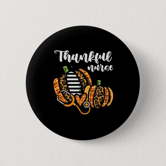 Badge Rond 5 Cm Citrouille Merci Infirmière Thanksgiving Scrub Top (Devant)
