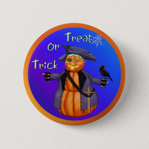Badge Rond 5 Cm Citrouille Pirate