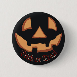 Badge Rond 5 Cm Citrouille pour Halloween à Black Button