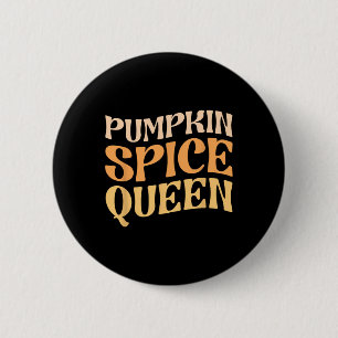 Badge Rond 5 Cm Citrouille Spice Queen PSL Coffee Lover Retro Fall
