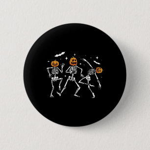 Badge Rond 5 Cm Citrouille squelette dansant Halloween
