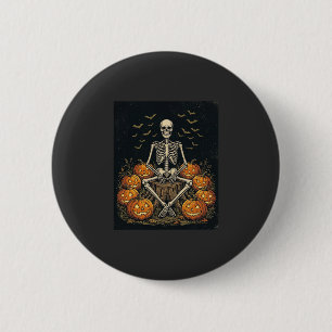 Badge Rond 5 Cm Citrouille squelette Halloween Design Rétro Vintag