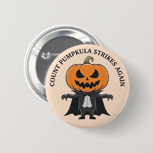 Badge Rond 5 Cm Citrouille Vampire (Devant & derrière)