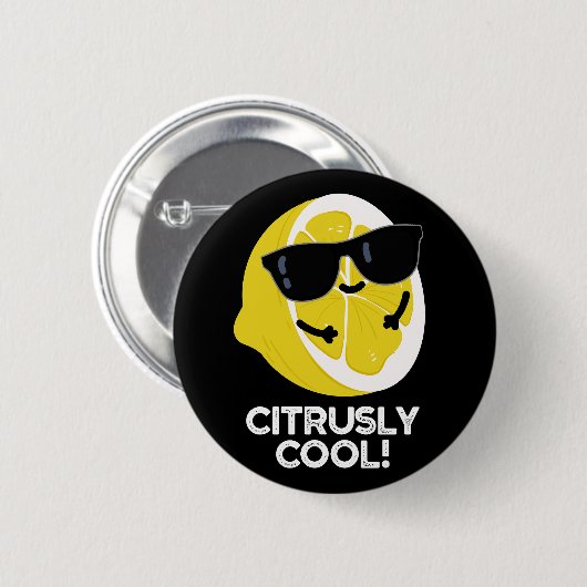 Badge Rond 5 Cm Citrus amusant Cool Citrus Pun Dark BG (Devant & derrière)