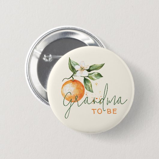 Badge Rond 5 Cm Citrus Little Cutie Baby Shower Grandma To Be (Devant & derrière)