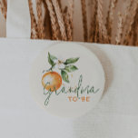 Badge Rond 5 Cm Citrus Little Cutie Baby Shower Grandma To Be<br><div class="desc">Introducing our citrus little cutie baby shower grandma to be button, perfect for a fun, gender-neutral celebration! This zesty design features a delightful citrus orange clementine fruit theme, brought to life with a simple boho-inspired watercolor style. It is ideal for welcoming a little boy or girl in a joyful and...</div>