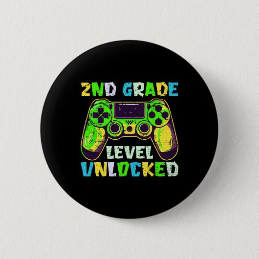 Badge Rond 5 Cm Ck To School 2nd Grade Boys Gamer First Day Second (Devant)