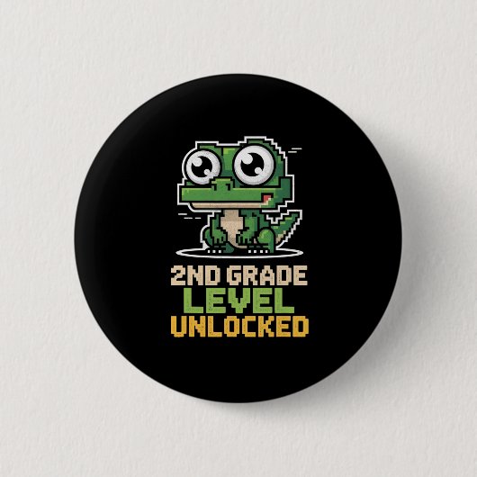 Badge Rond 5 Cm Ck To School 2nd Grade Lizard Gamer Second Level U (Devant)