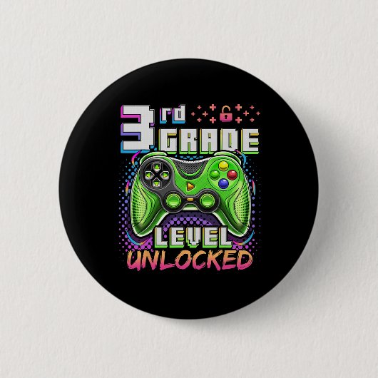 Badge Rond 5 Cm Ck To School 3rd Grade Boys Gamer First Day School (Devant)