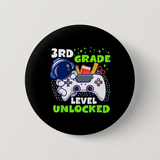Badge Rond 5 Cm Ck To School 3rd Grade Level Unlocked Gamer Boys K (Devant)