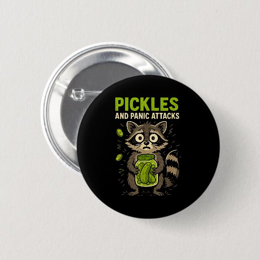 Badge Rond 5 Cm Ckles And Panic Attacks Raccoon Trash Panda Funny (Devant & derrière)