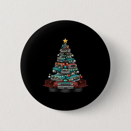 Badge Rond 5 Cm Ckup Truck Christmas Tree Funny Clic Car Graphic M (Devant)