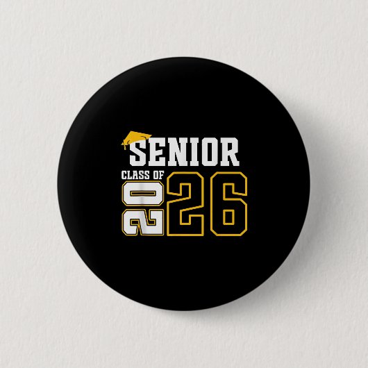 Badge Rond 5 Cm Cl Of 2026 Senior 26 Lycée Graduation Noir (Devant)