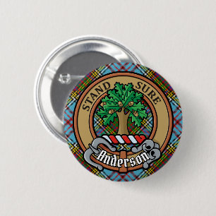 Badge Rond 5 Cm Clan Anderson Crest sur Tartan