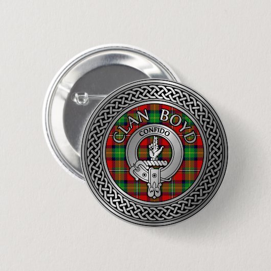 Badge Rond 5 Cm Clan Boyd Crest & Tartan Knot (Devant & derrière)