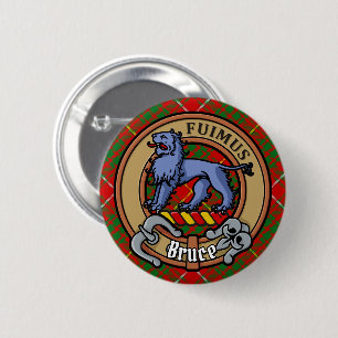 Badge Rond 5 Cm Clan Bruce Crest sur Tartan
