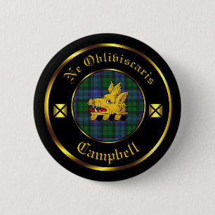 Badge Rond 5 Cm Clan Campbell et Tartan Button